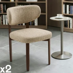 Chaise en tissu brun clair et bois (lot de 2) MONTREUX