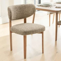 Chaise en tissu brun foncé et bois (lot de 2) MONTREUX