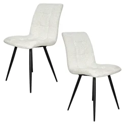 Chaise en tissu écru motif damier (lot de 2) LOMBARDIE