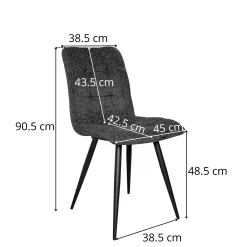 Chaise en tissu écru motif damier (lot de 2) LOMBARDIE
