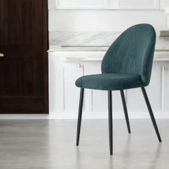 Chaise en tissu côtelé bleu pétrole (lot de 2) IENA