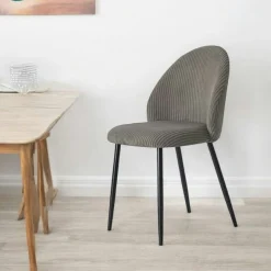 Chaise en tissu côtelé gris (lot de 2) IENA