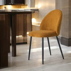 Chaise en tissu côtelé moutarde (lot de 2) IENA
