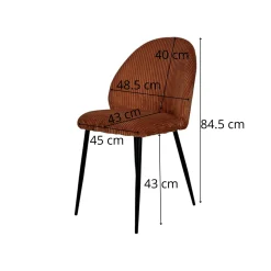 Chaise en tissu côtelé rouille (lot de 2) IENA