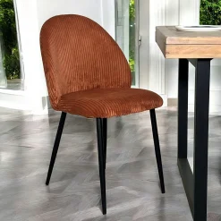 Chaise en tissu côtelé rouille (lot de 2) IENA