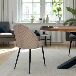 Chaise en tissu côtelé taupe (lot de 2) IENA