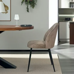 Chaise en tissu côtelé taupe (lot de 2) IENA