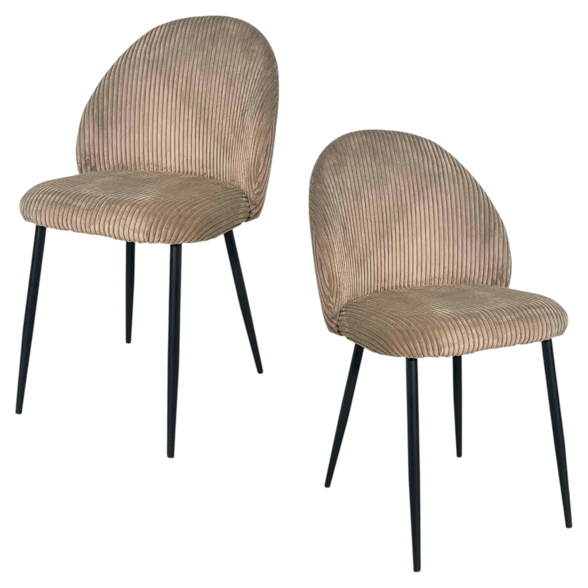 Chaise en tissu côtelé taupe (lot de 2) IENA