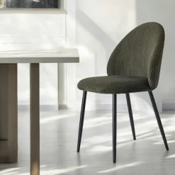 Chaise en tissu côtelé vert (lot de 2) IENA
