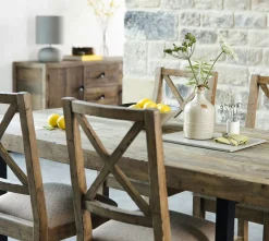 Chaise en tissu et bois recyclé BRISBANE (lot de 2)
