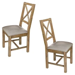 Chaise en tissu et bois recyclé BRISBANE (lot de 2)