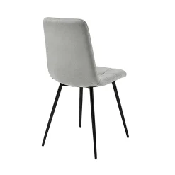 Chaise en tissu gris clair motif damier (lot de 2) LORA