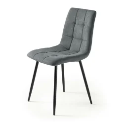 Chaise en tissu gris foncé motif damier (lot de 2) LORA