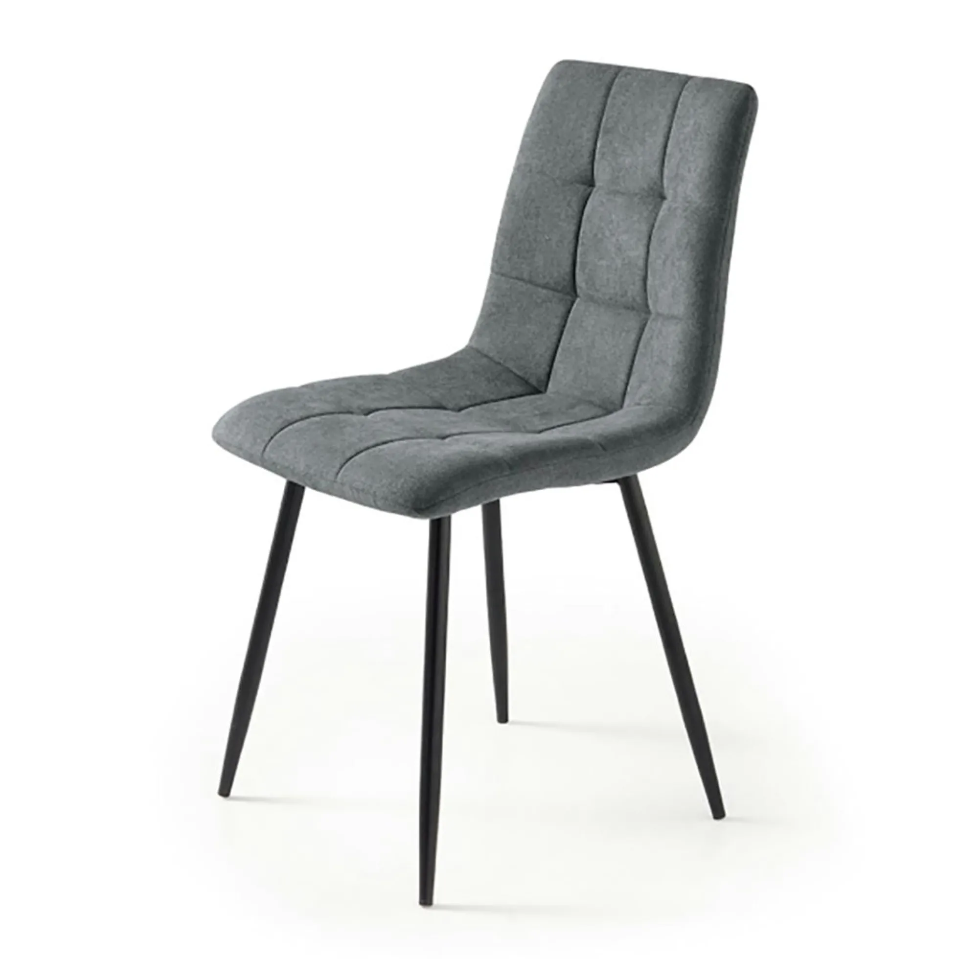 Chaise en tissu gris foncé motif damier (lot de 2) LORA
