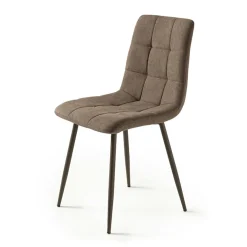 Chaise en tissu marron motif damier (lot de 2) LORA
