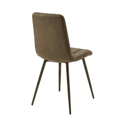 Chaise en tissu marron motif damier (lot de 2) LORA