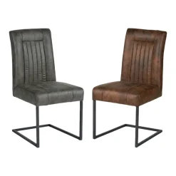 Chaise en tissu microfibres gris et pieds métal noir
