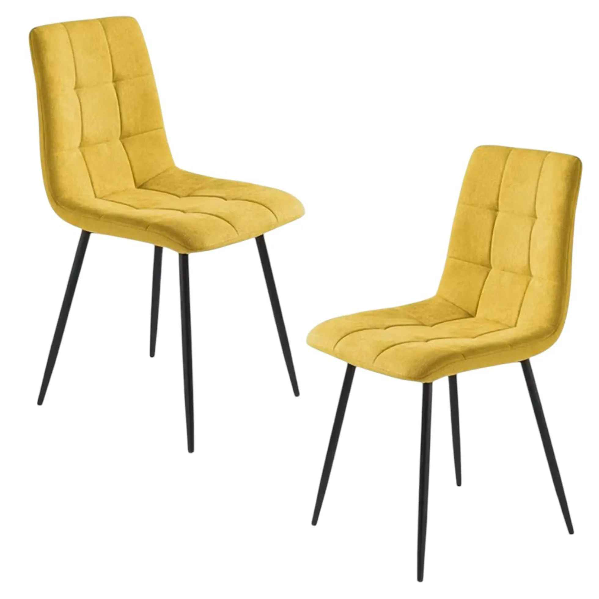 Chaise en tissu moutarde motif damier (lot de 2) LORA