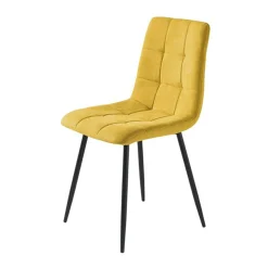 Chaise en tissu moutarde motif damier (lot de 2) LORA