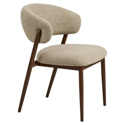 Chaise en tissu polyester sable, structure bois foncé (lot de 2) WINO