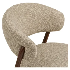 Chaise en tissu polyester sable, structure bois foncé (lot de 2) WINO
