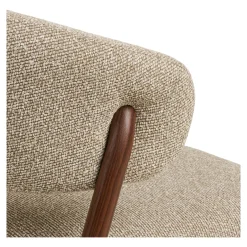 Chaise en tissu polyester sable, structure bois foncé (lot de 2) WINO