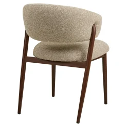 Chaise en tissu polyester sable, structure bois foncé (lot de 2) WINO