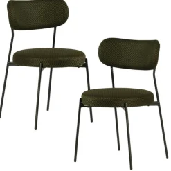 Chaise en tissu résille matelassée vert (lot de 2) IENA