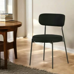 Chaise en tissu résille matelassée noir (lot de 2) IENA