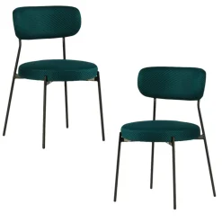 Chaise en tissu résille matelassée bleu (lot de 2) IENA