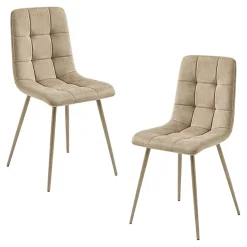 Chaise en tissu taupe motif damier (lot de 2) LORA