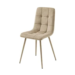 Chaise en tissu taupe motif damier (lot de 2) LORA