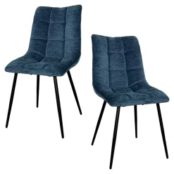Chaise en velours bleu motif damier (lot de 2) PALERME