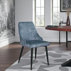 Chaise en velours bleu pétrole (lot de 2) MALMOE