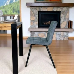 Chaise en velours capitonné bleu pétrole MALMOE (lot de 2)