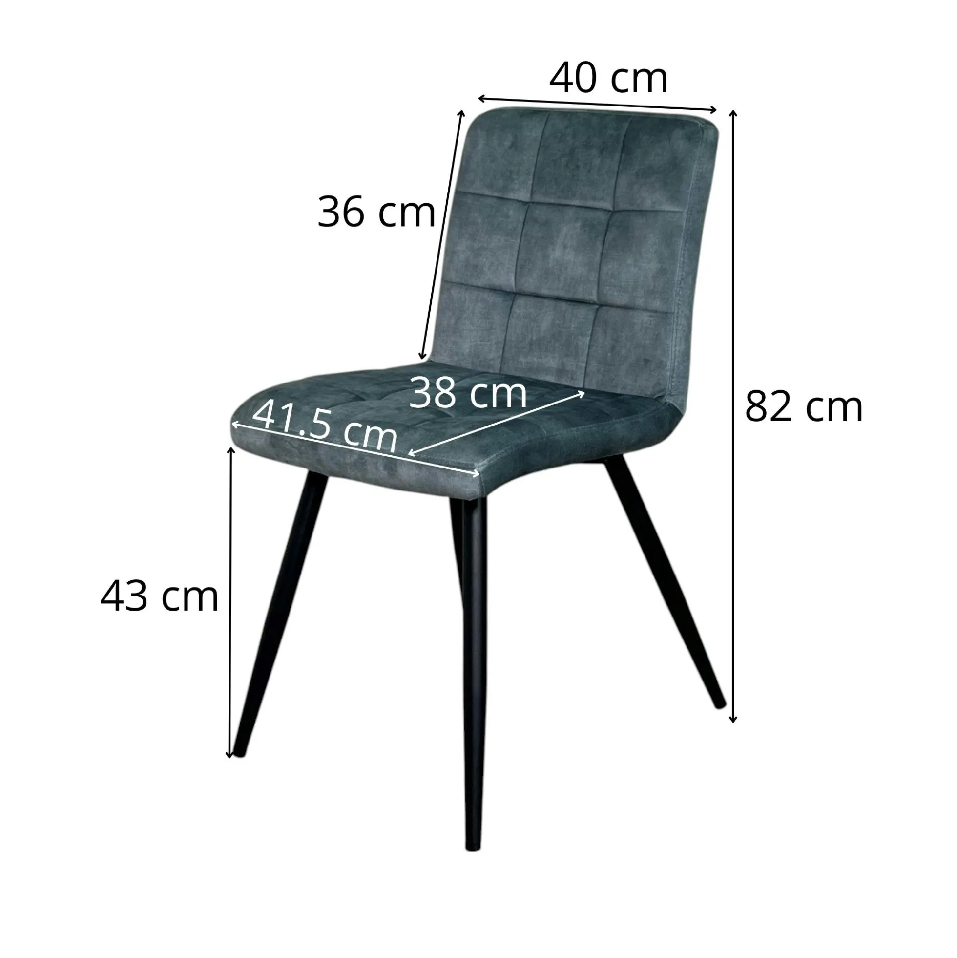 Chaise en velours capitonné bleu pétrole MALMOE (lot de 2)