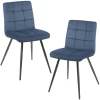Chaise en velours capitonné bleu MALMOE (lot de 2)