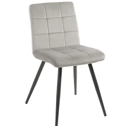 Chaise en velours capitonné gris MALMOE (lot de 2)