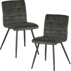 Chaise en velours capitonné kaki MALMOE (lot de 2)