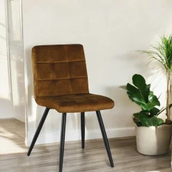 Chaise en velours capitonné moutarde MALMOE (lot de 2)