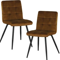 Chaise en velours capitonné moutarde MALMOE (lot de 2)