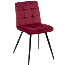 Chaise en velours capitonné rouge bordeaux MALMOE (lot de 2)