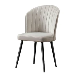 Chaise en velours écru - dossier enveloppant ROSARIO (Lot de 2)