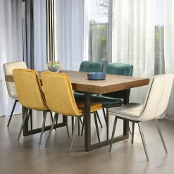 Chaise en velours doré à double coussinage (lot de 2) OKA