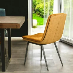 Chaise en velours doré à double coussinage (lot de 2) OKA