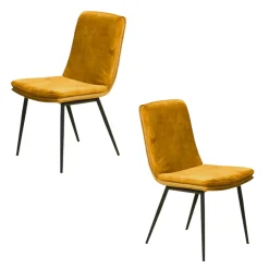 Chaise en velours doré à double coussinage (lot de 2) OKA