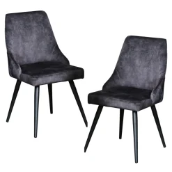 Chaise en velours gris anthracite (lot de 2) MALMOE