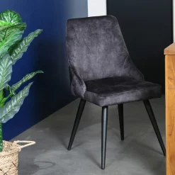 Chaise en velours gris anthracite (lot de 2) MALMOE