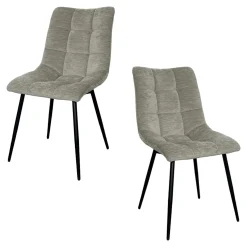 Chaise en velours gris clair motif damier (lot de 2) PALERME