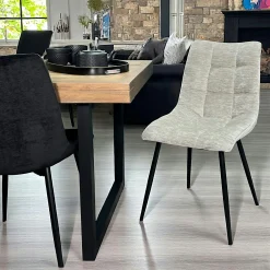 Chaise en velours gris clair motif damier (lot de 2) PALERME